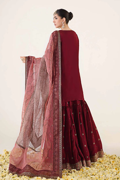 3 Piece Embroidered Raw Silk Suit